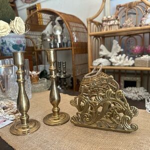Vintage Brass Decorative Napkin Holder - Gold Home Accent